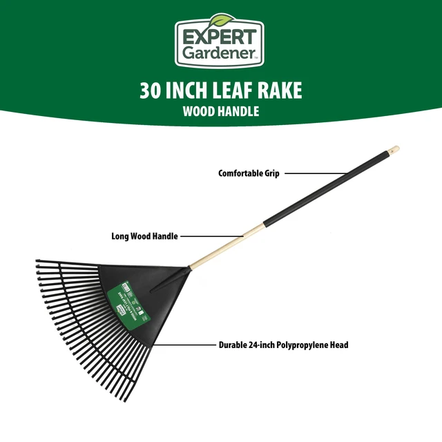 Alt view image 3 of 6 - Expert Gardener 30 in Wood and Poly Leaf Rake