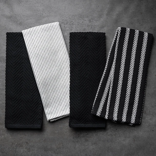 Alt view image 3 of 5 - Thyme & Table Kitchen Towels, 4-Pack Set, White and Black