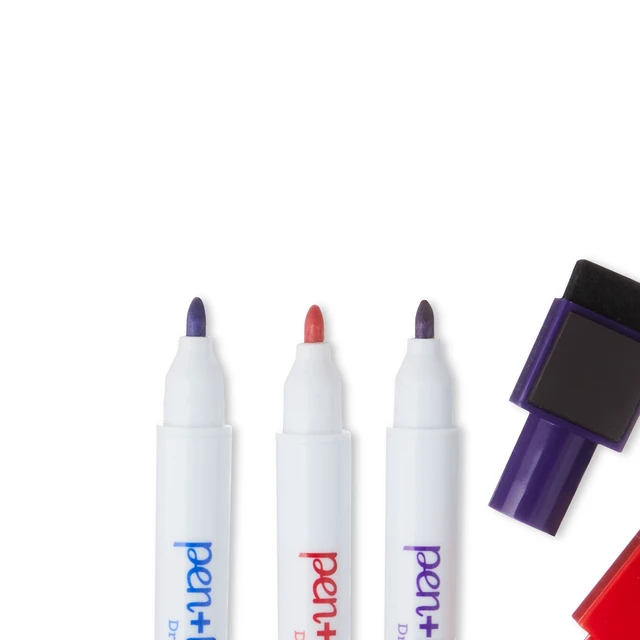 Alt view image 4 of 6 - Pen+Gear Magnetic Dry Erase Markers, Fine Tip, Assorted Colors, 6 Count, with Eraser, 3 Pack