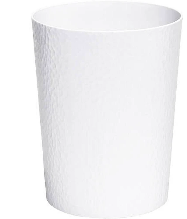 Main image of Bath Bliss 10 Liter Hammered Textured Plastic Bathroom Trash Can, White
