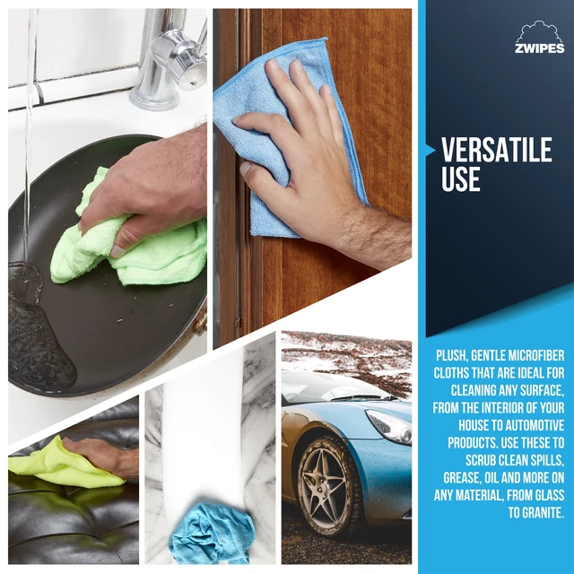 Alt view image 2 of 6 - Zwipes Microfiber Cleaning Cloths, Multicolor, 24 Pack