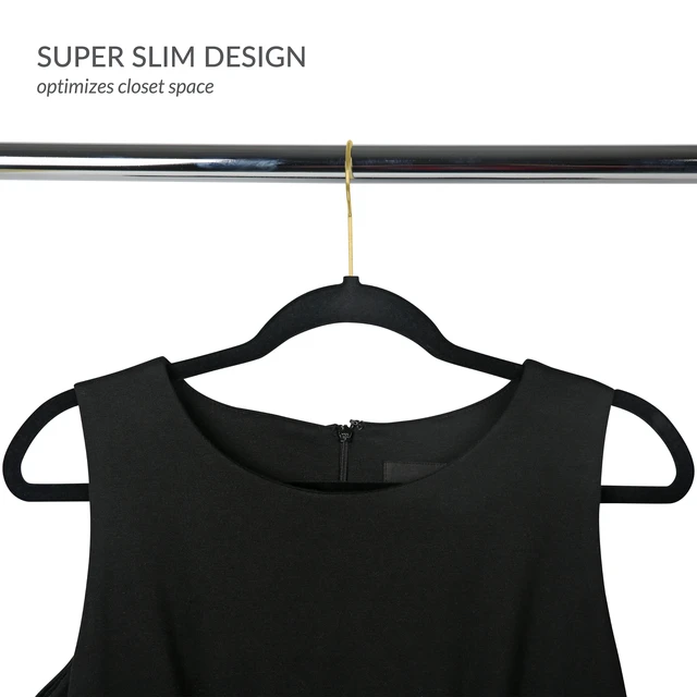 Alt view image 6 of 6 - Simplify 25 Pack Slim Velvet Gold Hook Hangers Black