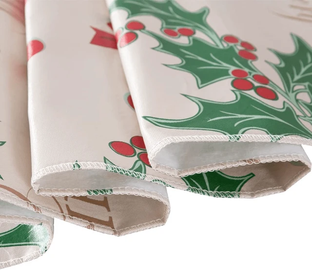 Alt view image 6 of 6 - Ray Star 60in Round PVC Christmas Tablecloth, 100% Waterproof Oil Proof Spill Proof, Wipe Clean