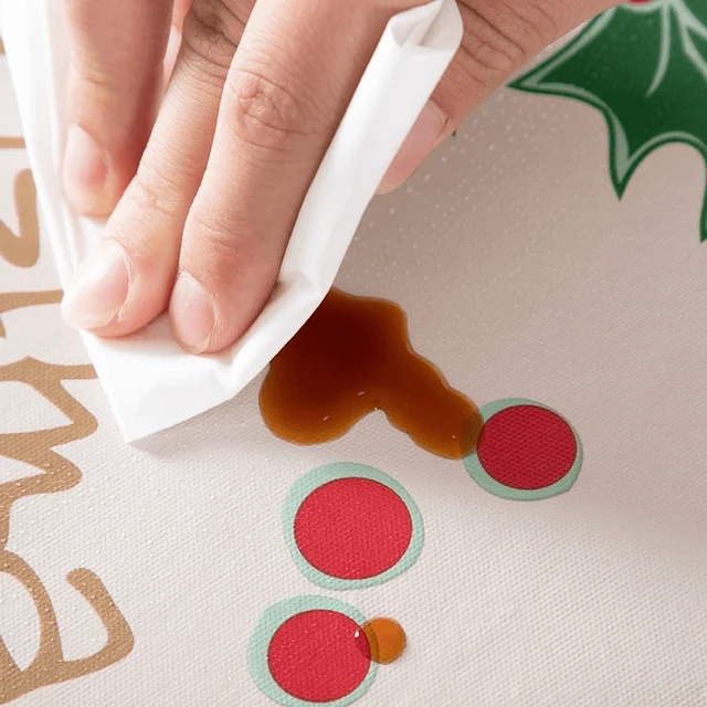 Alt view image 3 of 6 - Ray Star 60in Round PVC Christmas Tablecloth, 100% Waterproof Oil Proof Spill Proof, Wipe Clean