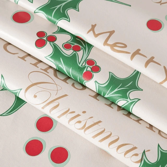 Alt view image 2 of 6 - Ray Star 60in Round PVC Christmas Tablecloth, 100% Waterproof Oil Proof Spill Proof, Wipe Clean