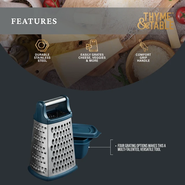 Alt view image 3 of 5 - Thyme & Table 2-Piece 4-Sided Stainless Steel Box Grater Set