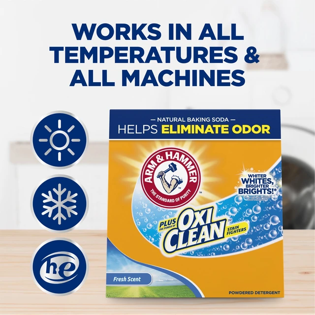 Alt view image 3 of 5 - ARM & HAMMER Plus OxiClean Powder Laundry Detergent, Fresh Scent, 115 Loads