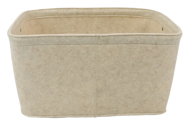Alt view image 4 of 4 - Mainstays Medium Felt Decorative Storage Basket with Faux Leather Handles, Oatmeal, 15in x 11.02in x 7.87in