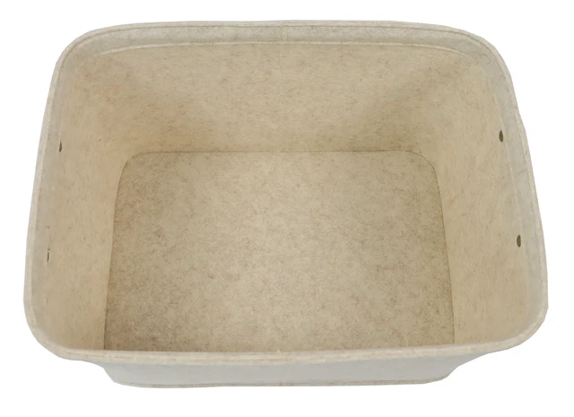 Alt view image 2 of 4 - Mainstays Medium Felt Decorative Storage Basket with Faux Leather Handles, Oatmeal, 15in x 11.02in x 7.87in
