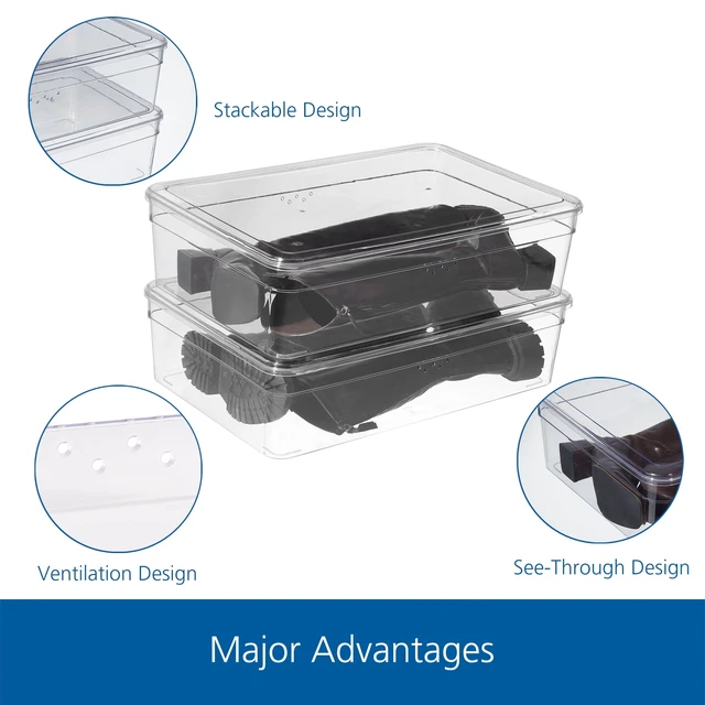 Alt view image 5 of 6 - Mainstays Clear Glossy Plastic Shoe Organizer Boot Box with Lid for Closet Storage