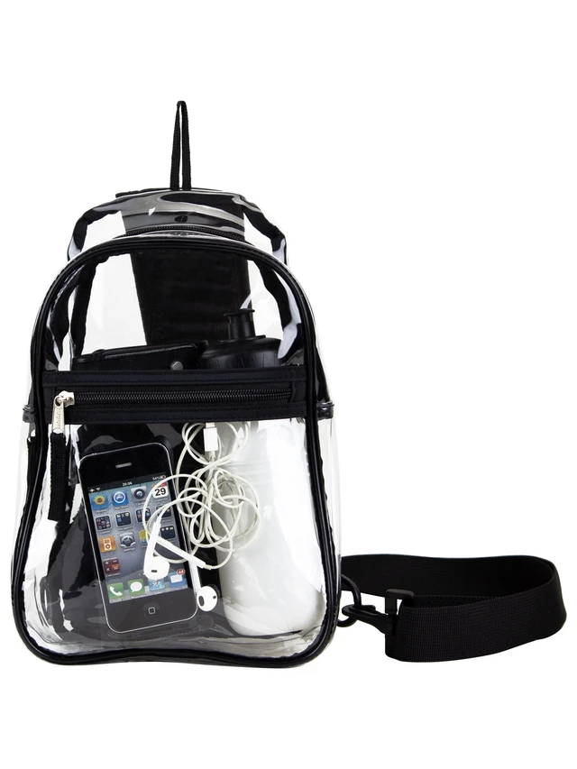 Alt view image 5 of 6 - Eastsport Unisex Clear Sling Stadium Approved Bag, Black Trim