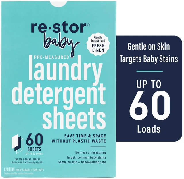 Main image of Restor Baby Laundry Detergent Sheets 60 Pack 60 Washes