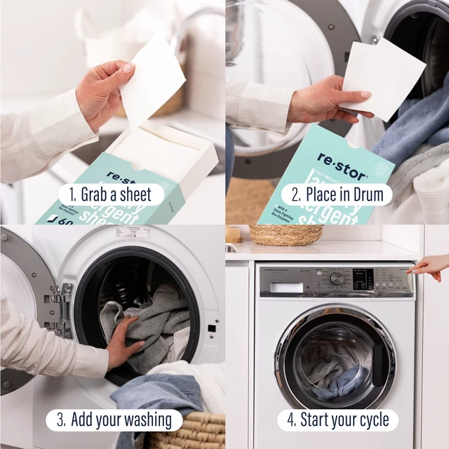 Alt view image 4 of 5 - Restor Stain-Fighting Laundry Detergent Sheets Fresh Linen 60Count