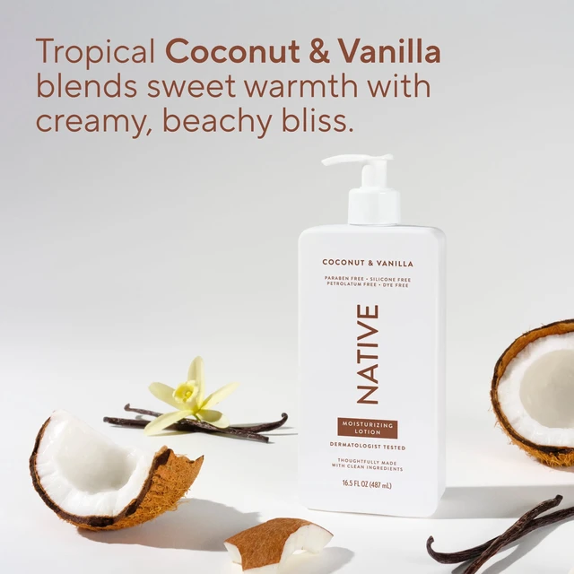 Alt view image 4 of 6 - Native Moisturizing Body Lotion 16.5 fl oz, Coconut & Vanilla, Dermatologist Tested for Sensitive Skin, for Women & Men