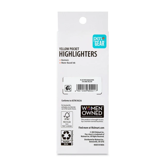 Alt view image 3 of 6 - Pen+Gear Yellow Chisel Tip Pocket Highlighters 36Count
