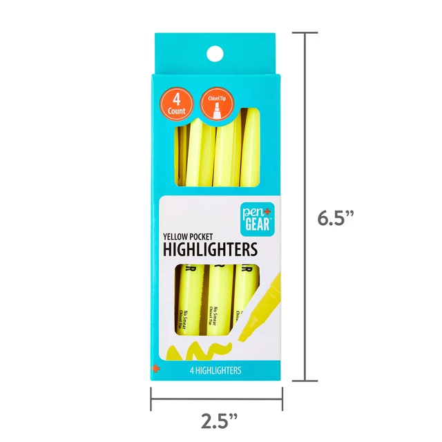 Alt view image 5 of 6 - Pen+Gear Yellow Chisel Tip Pocket Highlighters 36Count