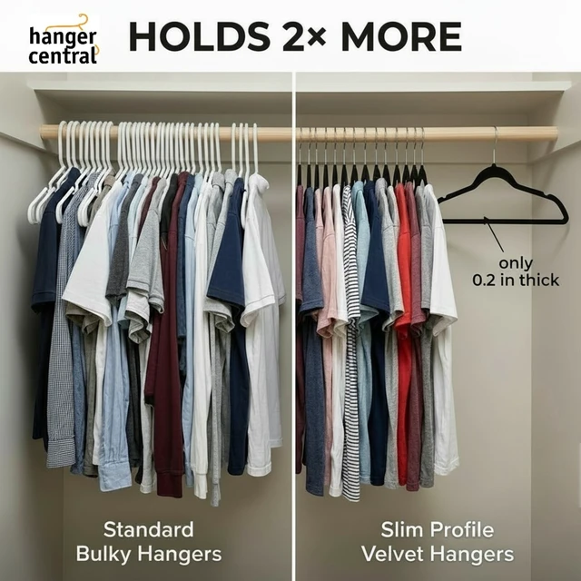 Alt view image 5 of 6 - Hanger Central 25-Pack 17-Inch Black Velvet Clothes Hangers with Swivel Hook