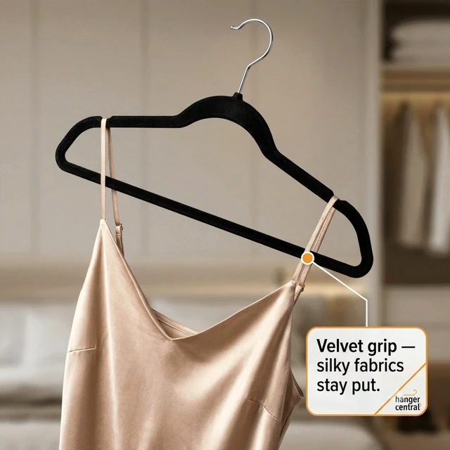 Alt view image 6 of 6 - Hanger Central 25-Pack 17-Inch Black Velvet Clothes Hangers with Swivel Hook