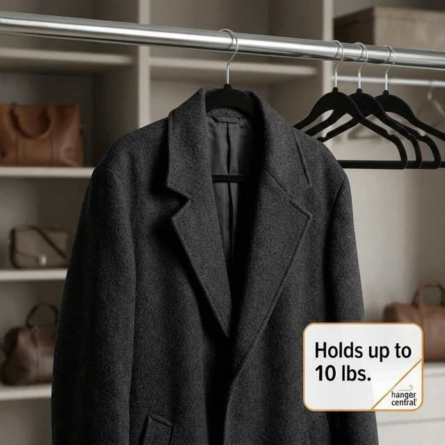 Alt view image 4 of 6 - Hanger Central 25-Pack 17-Inch Black Velvet Clothes Hangers with Swivel Hook
