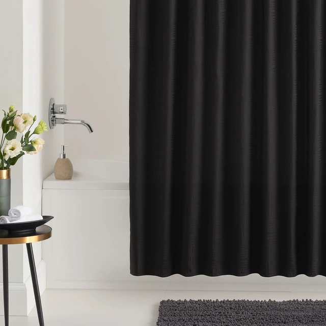 Alt view image 3 of 6 - Mainstays Henderson Black Mosaic Polyester 72in x 72in Shower Curtain