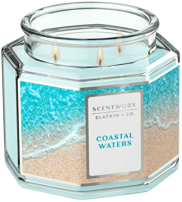 Main image of Scentworx Slatkin & Co Coastal Waters 3-Wick Jar Candle 14.5oz