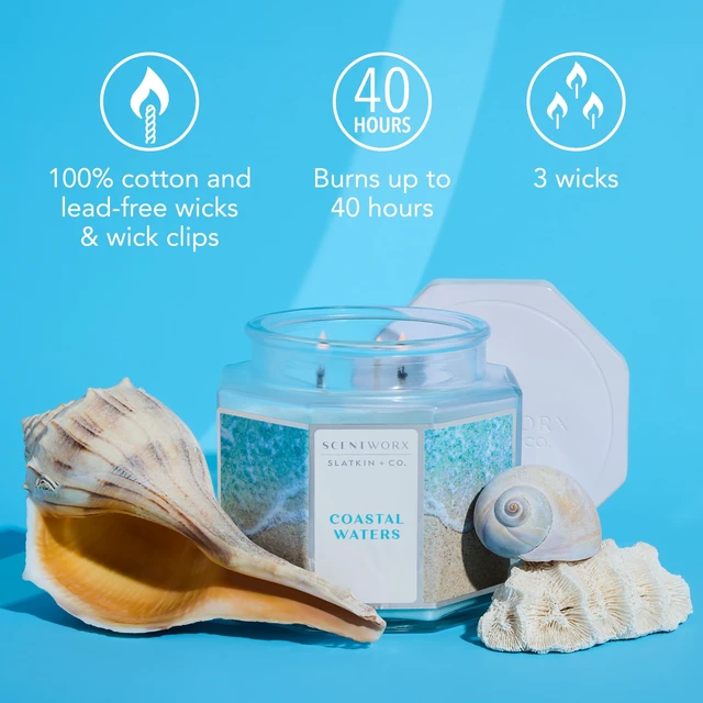 Alt view image 2 of 6 - Scentworx Slatkin & Co Coastal Waters 3-Wick Jar Candle 14.5oz