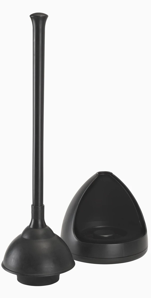 Alt view image 2 of 7 - Plumb Craft Toilet Plunger with Twist Caddy Storage Holder - Black