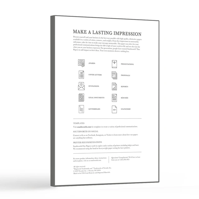 Alt view image 5 of 5 - Southworth Business Paper, Linen Finish, White, 8.5" x 11", 24lb/89gsm, 100 Sheets
