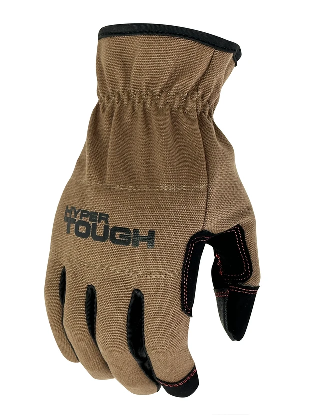 Alt view image 6 of 6 - Hyper Tough Men's XL Duck Canvas Utility Work Gloves, Brown