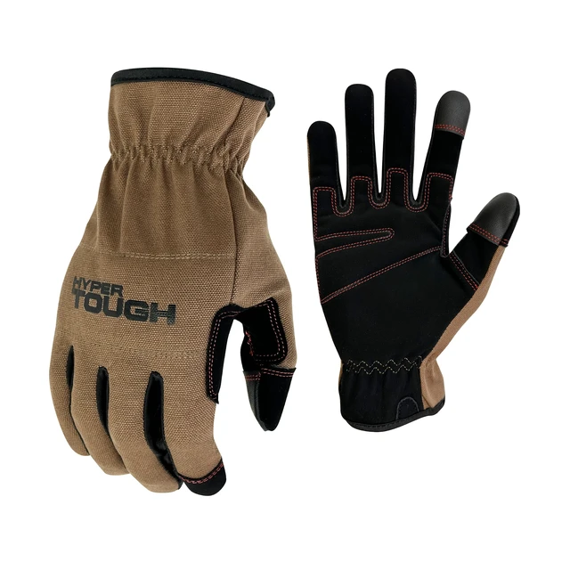 Alt view image 5 of 6 - Hyper Tough Men's XL Duck Canvas Utility Work Gloves, Brown