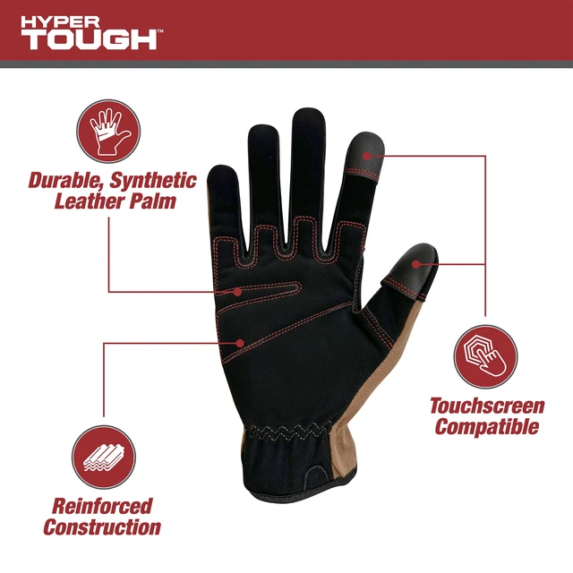 Alt view image 2 of 6 - Hyper Tough Men's XL Duck Canvas Utility Work Gloves, Brown