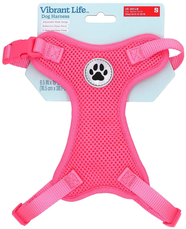 Alt view image 4 of 6 - Vibrant Life Reflective Mesh Adjustable Dog Harness, Pink, Small