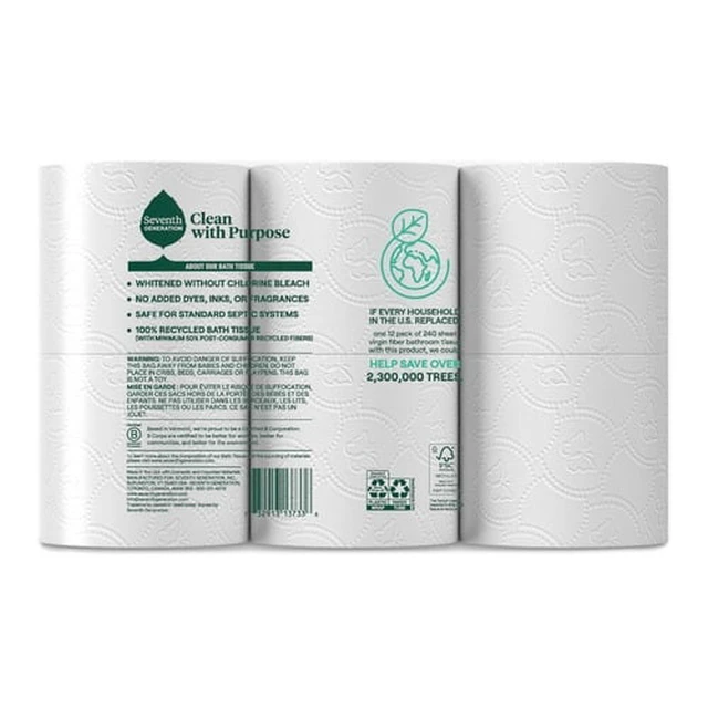 Alt view image 5 of 7 - Seventh Generation 100% Recycled Paper Toilet Paper, 12 Rolls
