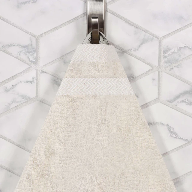 Alt view image 3 of 5 - Superior Hays 3 Piece Cotton Plush Towel Set, Ultra Soft Absorbent, Ivory