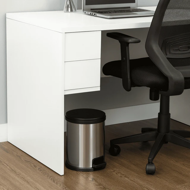 Alt view image 4 of 6 - Mainstays 1.5 Gallon Small Plastic Bathroom Step Trash Can with Lid, Silver