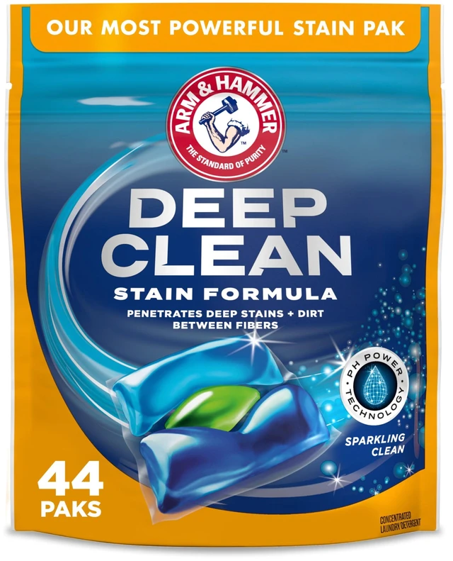 Main image of Arm & Hammer Deep Clean Stain Formula Power Paks, Sparkling Clean Scent, 44 Count