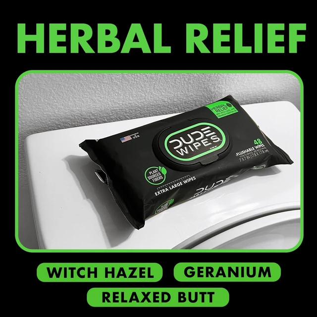 Alt view image 3 of 6 - DUDE Wipes Flushable Wipes XL Herbal Relief 144 Count