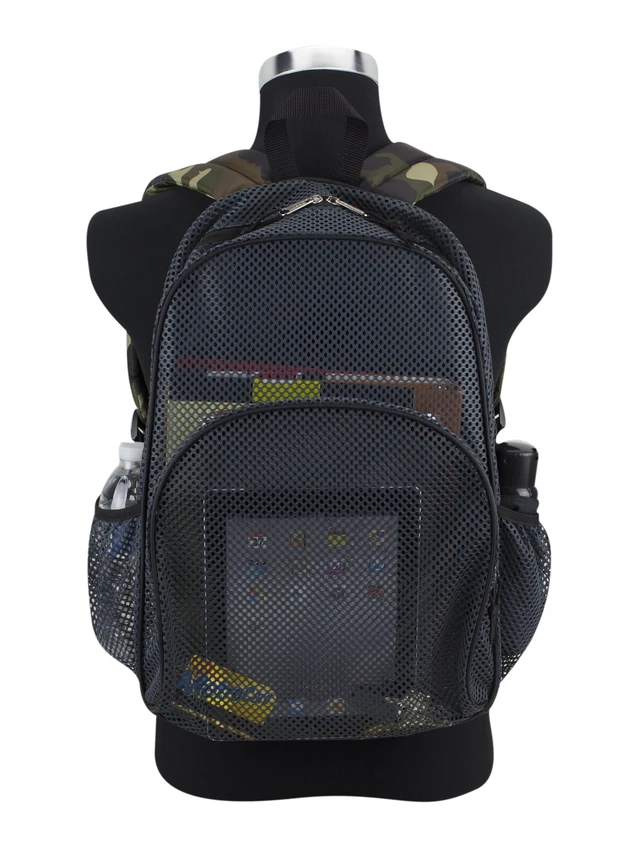Alt view image 4 of 6 - Eastsport Mesh Backpack with Adjustable Padded Shoulder Straps, Graphite/Camo