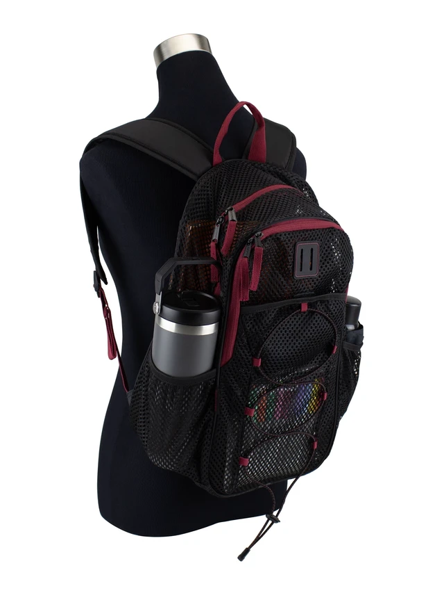 Alt view image 3 of 6 - Eastsport Magna Pro 17" Mesh Backpack, Unisex, Black/Tibetan Red