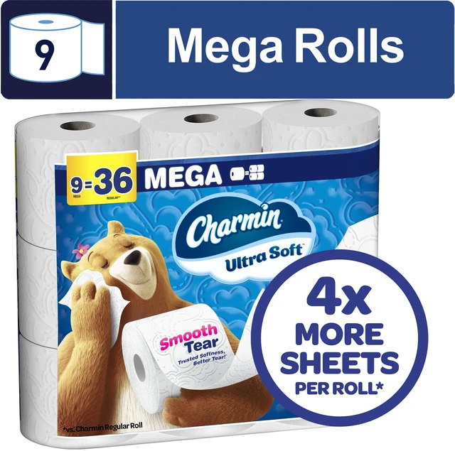 Main image of Charmin Ultra Soft Toilet Paper 9 Mega Rolls 2-Ply Bath Tissue