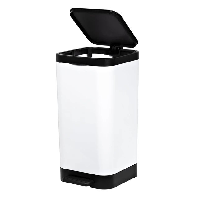 Alt view image 5 of 7 - Hefty 2.6 Gallon Small Plastic Step Trash Can with Foot Pedal Lid, White