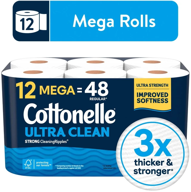 Main image of Cottonelle Ultra Clean Toilet Paper, 12 Mega Rolls