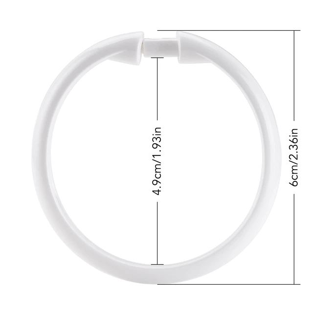 Alt view image 5 of 6 - Mainstays White Plastic O-Shaped Shower Curtain Ring Hooks 12 Count 4-Pack