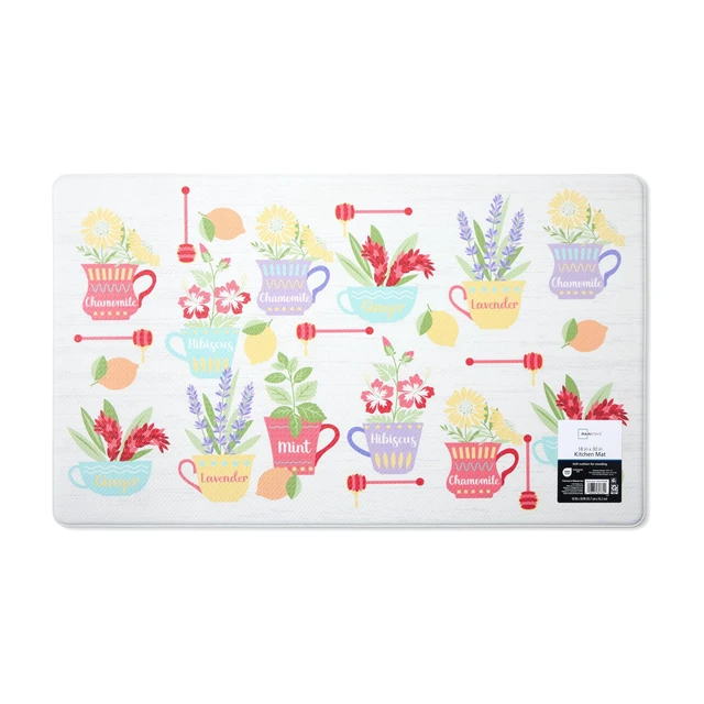 Alt view image 3 of 6 - Mainstays Herbal Tea Multicolor Kitchen Mat, 18"W x 30"L, 1 Piece
