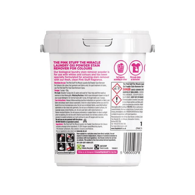 Alt view image 4 of 5 - The Pink Stuff Miracle Laundry Oxi Powder Stain Remover for Colors, 1kg