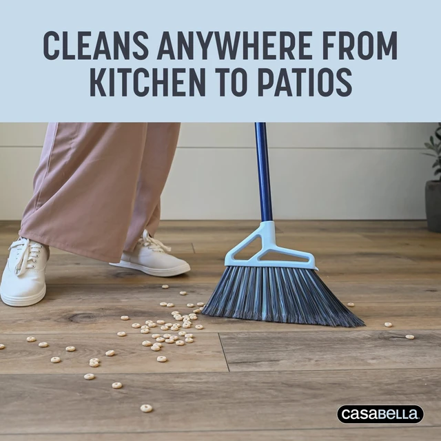 Alt view image 6 of 6 - Casabella Power Core Broom, 11-Inch Brush Width, with Dustpan, Integrated Scraper and Rubber Lip, 53-Inch Length