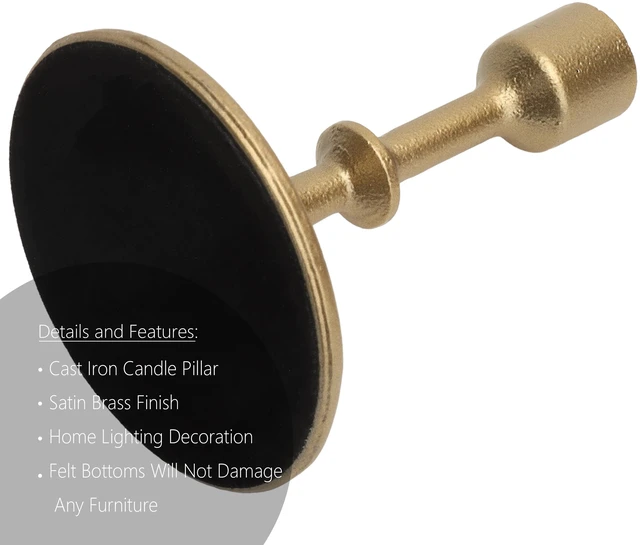 Alt view image 6 of 6 - Better Homes & Gardens Gold Cast Iron Taper Candle Holder, 5.3in, Medium