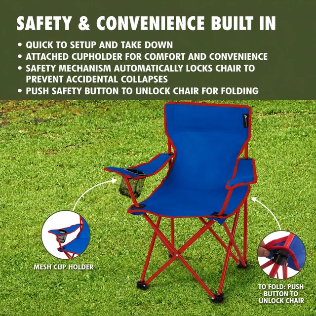 Alt view image 2 of 6 - Ozark Trail Kids Quad Camp Chair with Cupholder, Blue