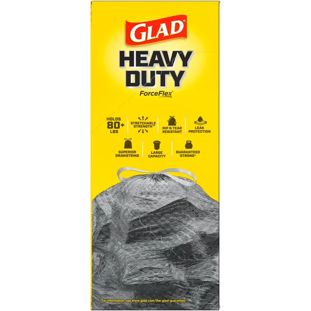 Alt view image 6 of 6 - Glad Heavy Duty ForceFlex 33-Gallon Drawstring X-Large Black Trash Bags, 20 Count