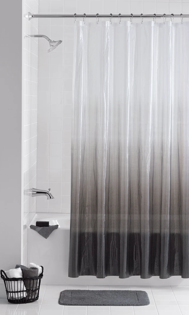 Alt view image 2 of 7 - Mainstays Waterproof Recycled PEVA Shower Curtain Set with 12 Hooks, 70x72 in